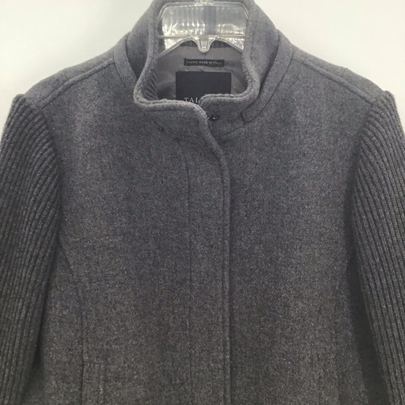 Talbot’s Sweater Sleeve Wool Jacket Coat Classic Winter Warm Gray Size 16P - Picture 3 of 11